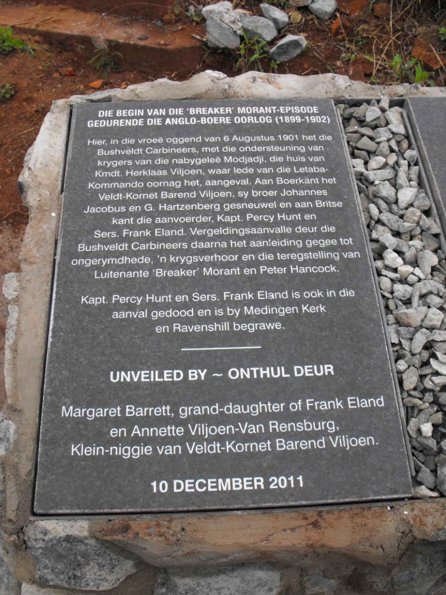 4. Gedenksteen - Begin van die Breaker Morant episode gedurende die ABO - Afrikaanse weergawe