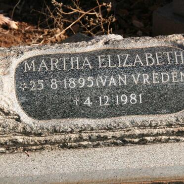 BERG Martha Elizabeth, van den nee VAN VREDEN 1895-1981