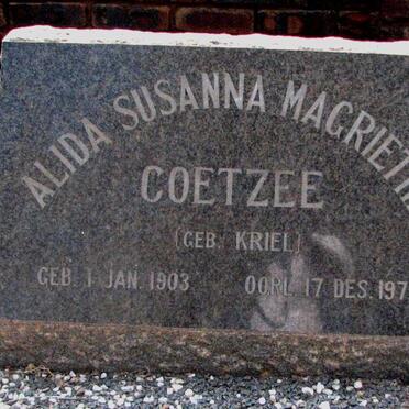 COETZEE Alida Susanna Magrietha nee KRIEL 1903-1972