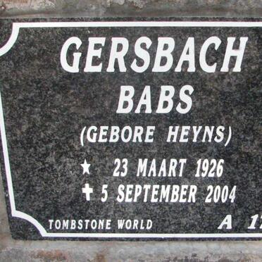 GERSBACH Babs nee HEYNS 1926-2004