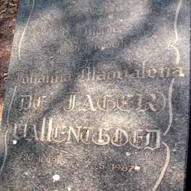 JAGER Johanna Magdalena, de nee VALLENTGOED 1916-1987