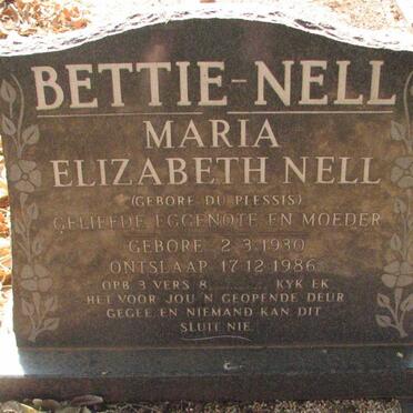 NELL Maria Elizabeth nee DU PLESSIS 1930-1986
