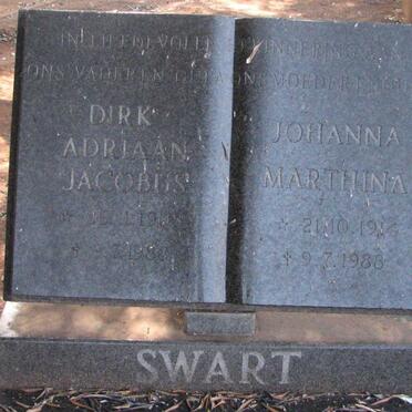 SWART Dirk Adriaan Jacobus 1908-1988 &amp; Johanna Marthina 1914-1988