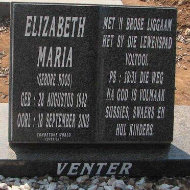 VENTER Elizabeth Maria nee ROOS 1942-2002