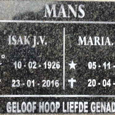 MANS Isak J.V. 1926-2016 &amp; Maria S. 1924-2017