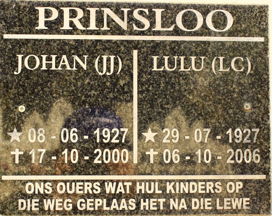 PRINSLOO J.J. 1927-2000 &amp; L.C. 1927-2006