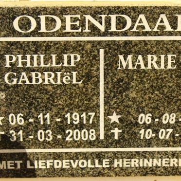 ODENDAAL Phillip Gabriel 1917-2008 &amp; Marie M.E. 1918-2012