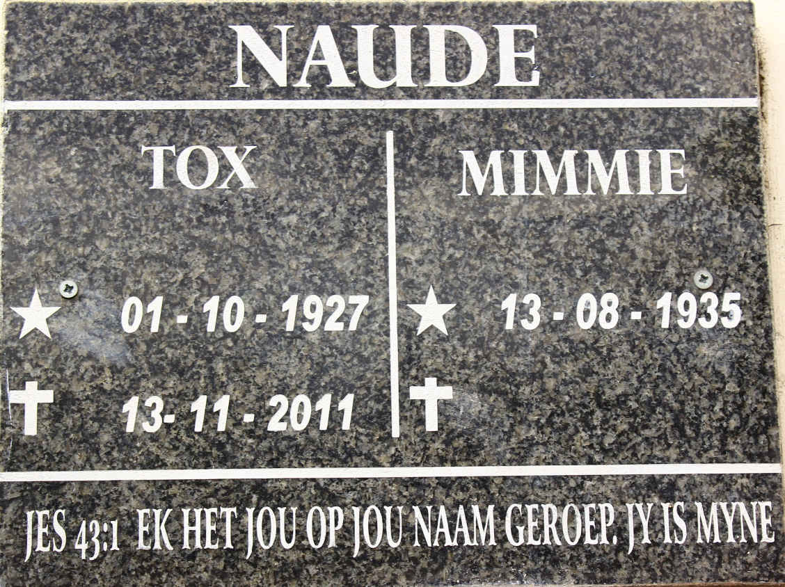 NAUDE Tox 1927-2011 &amp; Mimmie 1935-