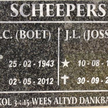 SCHEEPERS P.C. 1943-2012 &amp; J.L. 1941-2016