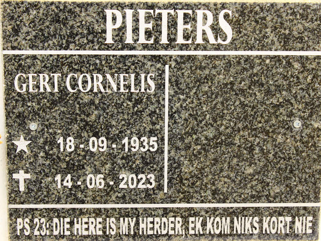 PIETERS Gert Cornelis 1935-2023