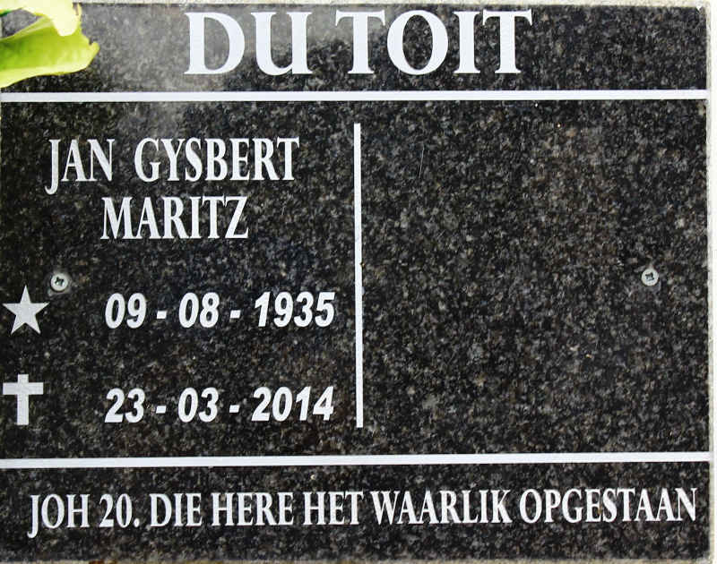 TOIT Jan Gysbert Maritz, du 1935-2014