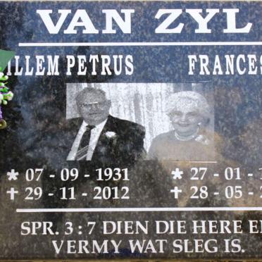 ZYL Willem Petrus, van 1931-2012 &amp; Frances 1932-2021