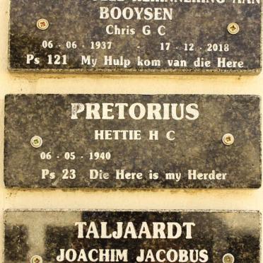BOOYSEN G.C. 1937-2018 :: PRETORIUS H.C. 1940- :: TALJAARDT Joachim Jacobus 1949-2020