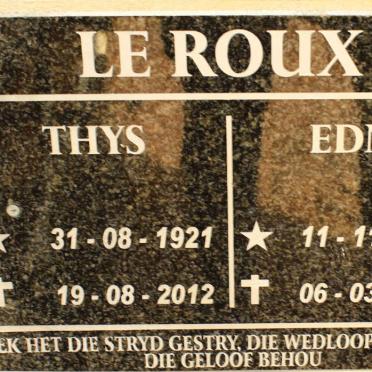 ROUX Thys, le 1921-2012 &amp; Edna 1924-2012