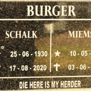 BURGER Schalk 1930-2020 &amp; Miems 1931-2016