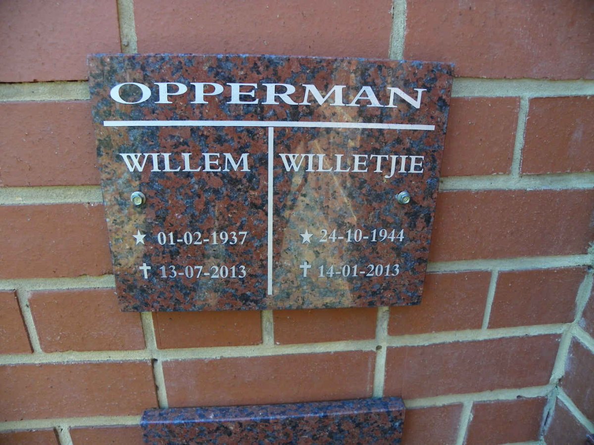 OPPERMAN Willem 1937-2013 &amp; Willetjie 1944-2013