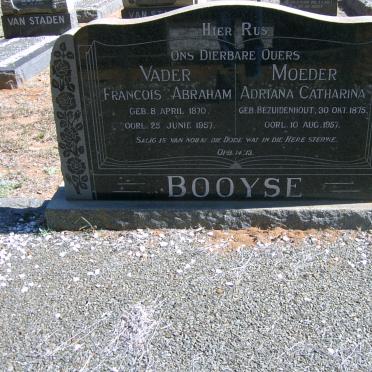 BOOYSE Francois Abraham 1870-1957 &amp; Adriana Catharina BEZUIDENHOUT 1875-1957