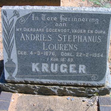 KRUGER Andries Stephanus Lourens 1876-1954