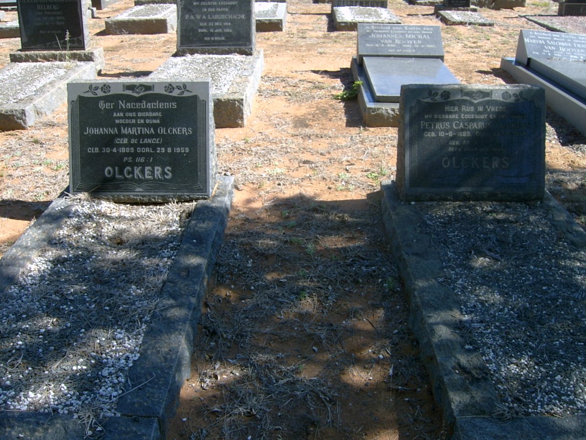 OLCKERS Petrus Casparus 1883-1954 &amp; Johanna Martina DE LANGE 1889-1959