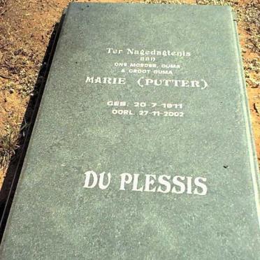 PLESSIS Marie, du nee PUTTER 1911-2002