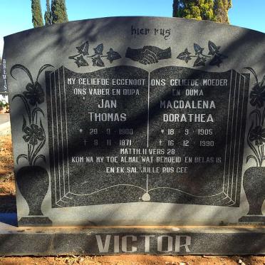 VICTOR Jan Thomas 1900-1971 &amp; Magdalena Dorothea 1905-1990