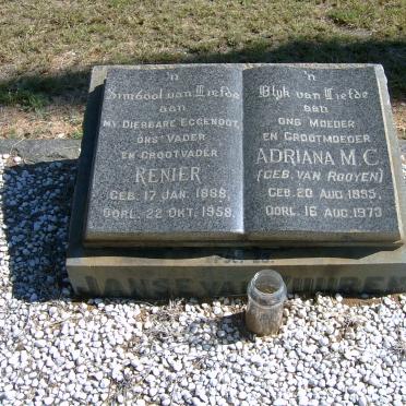 VUUREN Renier, Janse van 1888-1858 &amp; Adriana M.C. VAN ROOYEN 1895-1973