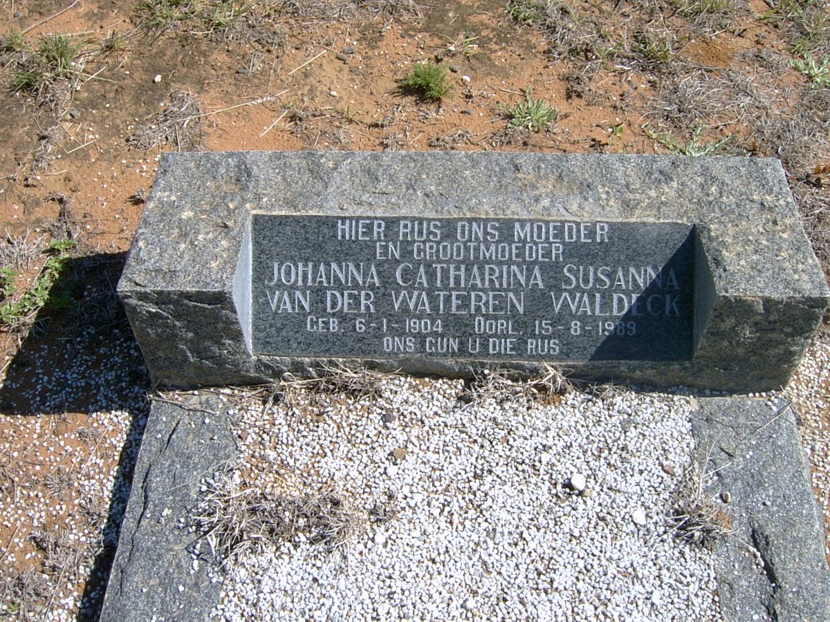 WALDECK Johanna Catharina Susanna, VAN DER WATEREN 1904-1989