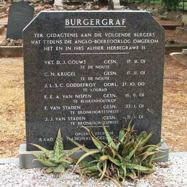 10. Burgher grave - soldiers that died in the Anglo Boer war and reinterred here in 1985.