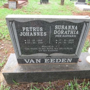 EEDEN Petrus Johannes, van 1918-2010 & Susanna Dorathia BARNARD 1920-2007
