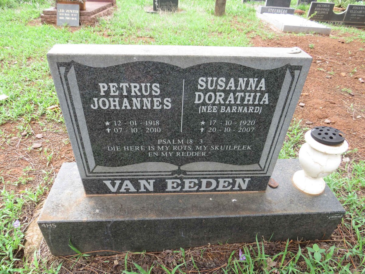 EEDEN Petrus Johannes, van 1918-2010 & Susanna Dorathia BARNARD 1920-2007