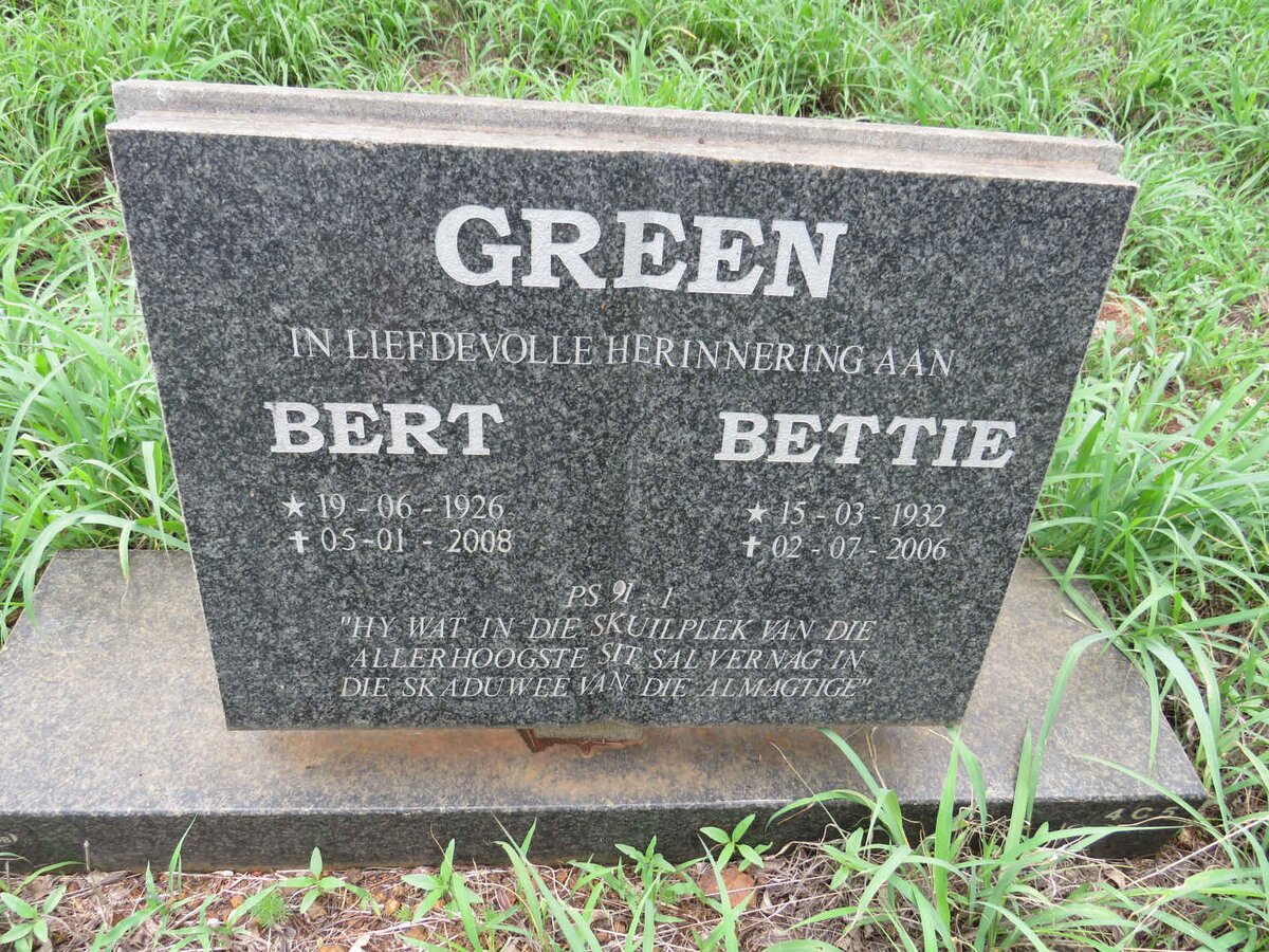GREEN Bert 1926-2008 & Bettie 1932-2006