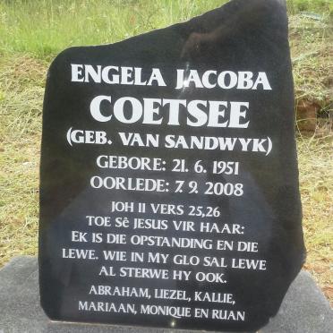 COETSEE Engela Jacoba nee VAN SANDWYK 1951-2008