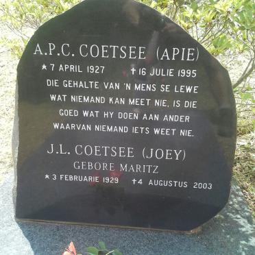 COETSEE A.P.C. 1927-1995 &amp; J.L. MARITZ 1929-2003