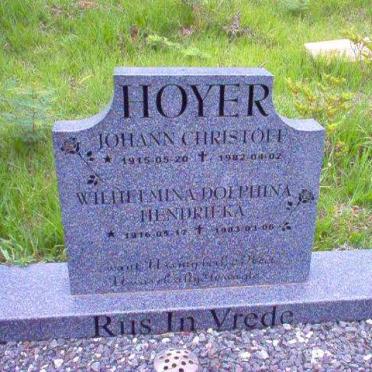 HOYER Johann Christoff 1915-1982 &amp; Wilhelmina Hendrieka 1916-1983