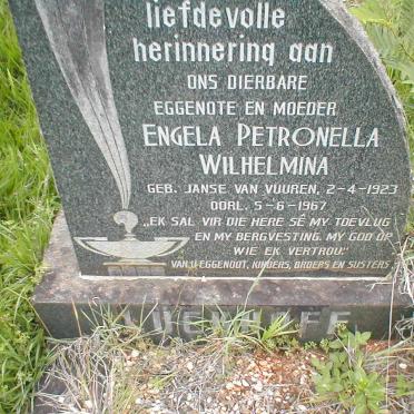 LÜCKHOFF Engela Petronella Wilhelmina nee JANSE VAN VUUREN 1923-1967