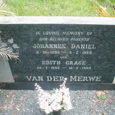 MERWE Johannes Daniel, van der 1886-1958 &amp; Edith Grace 1892-1963