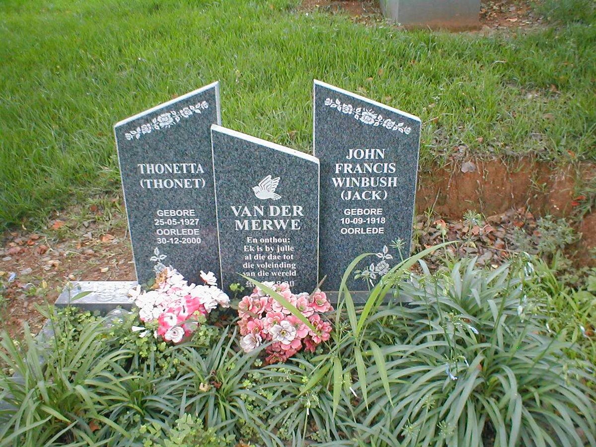 MERWE John Francis Winbush, van der 1918- &amp; Thonetta 1927-2000