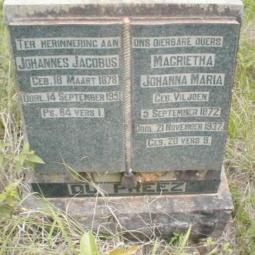 PREEZ Johannes Jacobus, du 1878-1951 &amp; Magrietha Johanna Maria VILJOEN 1872-1937