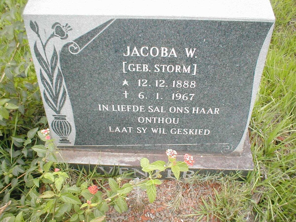 VENTER Jacoba W. nee STORM 1888-1967