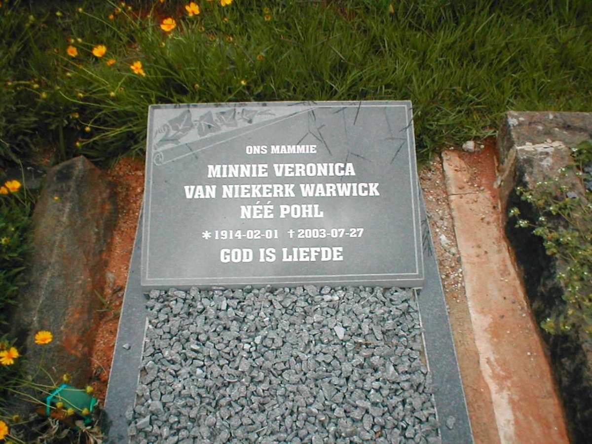 WARWICK Minnie Veronica van Niekerk nee POHL 1914-2003
