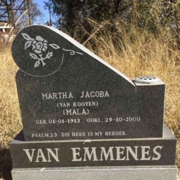 EMMENES Martha Jacoba, van VAN ROOYEN 1913-2000
