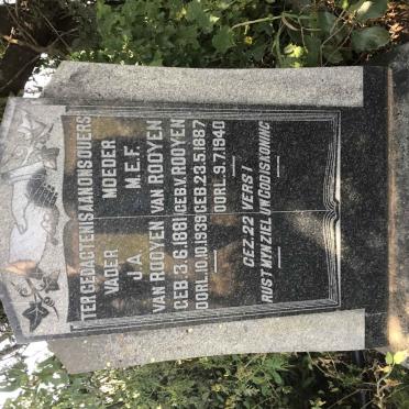 ROOYEN J.A., van 1881-1939 &amp; M.E.F. VAN ROOYEN 1887-1940