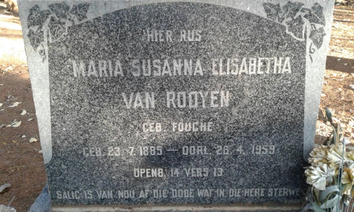 ROOYEN Maria Susanna Elisabetha, van nee FOUCHE 1885-1959