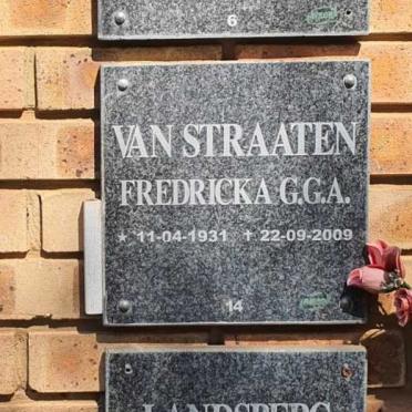 STRAATEN Fredricka G.G.A., van 1931-2009