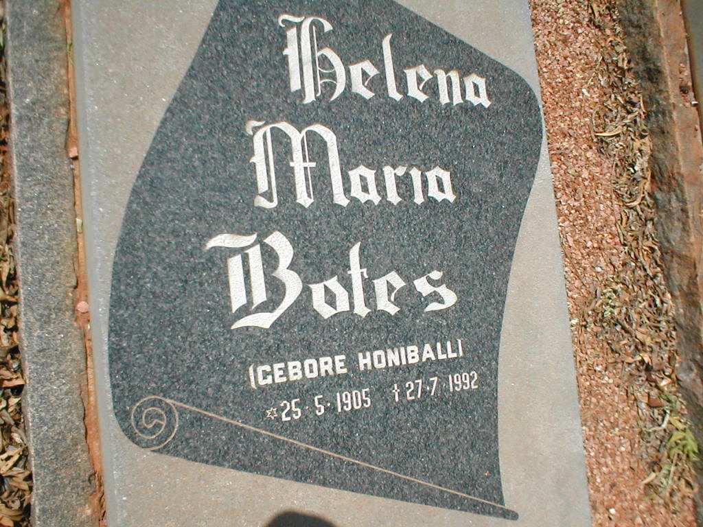 BOTES Helena Maria nee HONIBALL 1905-1992