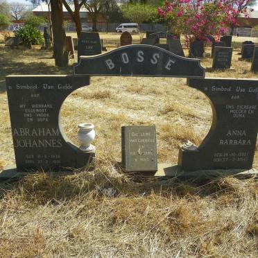 BOSSE Abraham Johannes 1938-1991 & Anna Barbara 1932-2014