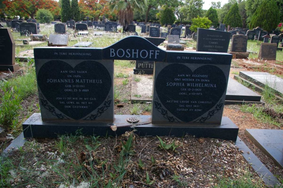 BOSHOFF Johannes Mattheus 1911-1989 &amp; Sophia Wilhelmina 1909-1973