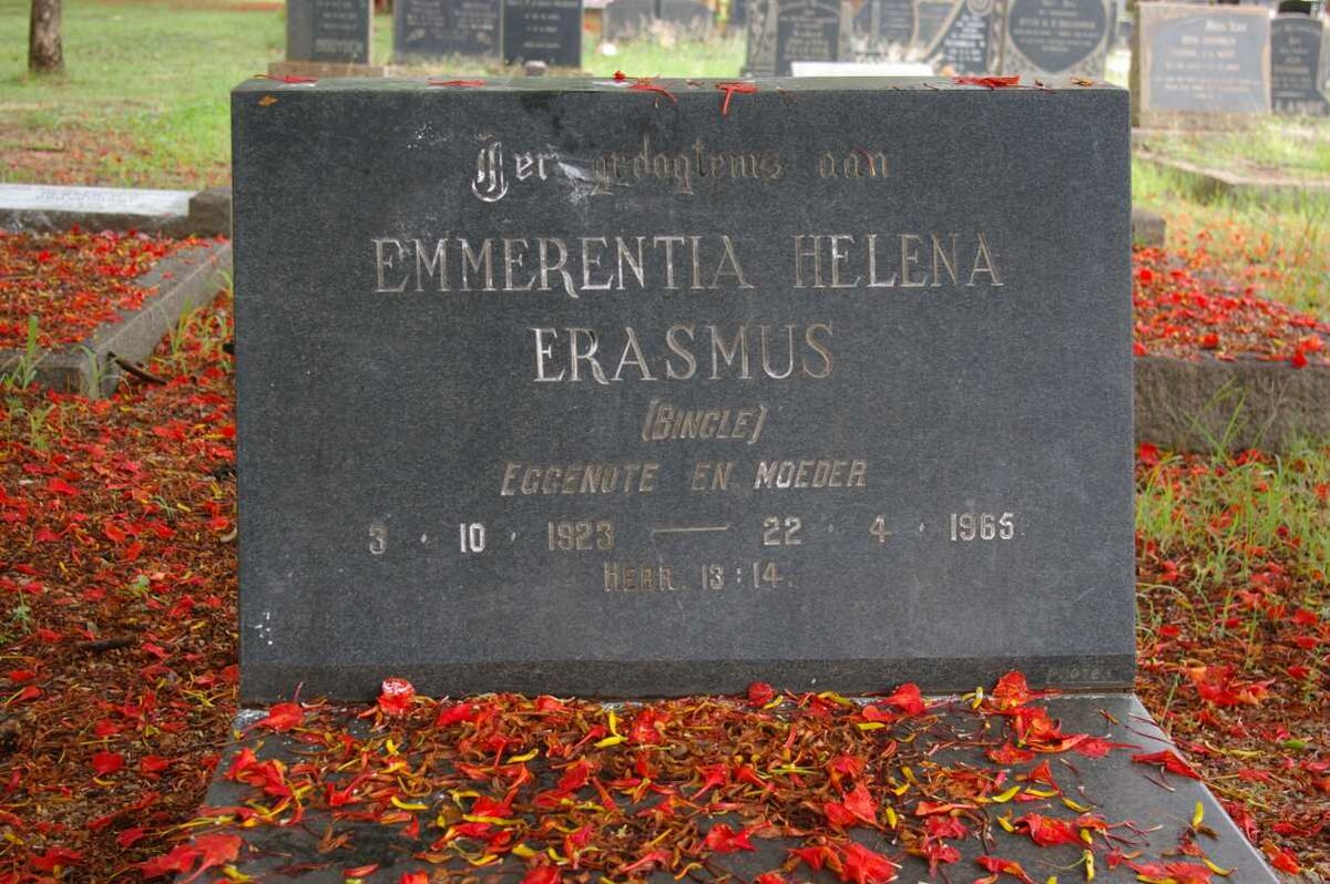 ERASMUS Emmerentia Helena nee BINGLE 1923-1965