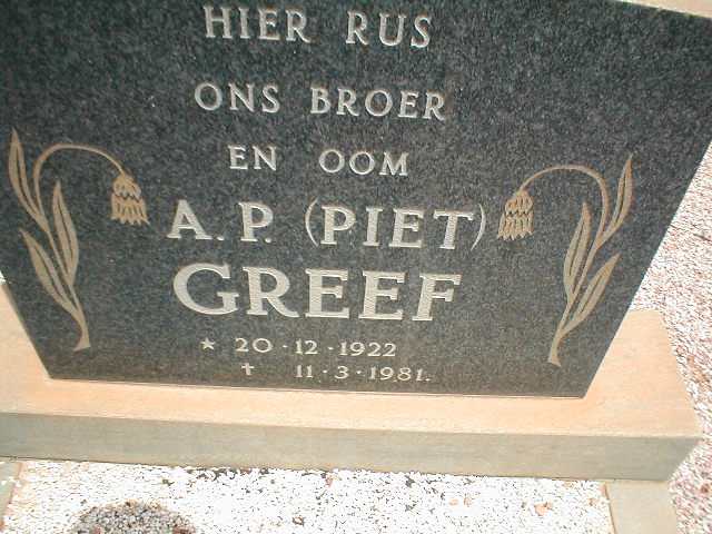 GREEF A.P. 1922-1981