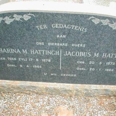 HATTINGH Jacobus M. 1875-1965 &amp; Catharina  M. VAN ZYL 1878-1965
